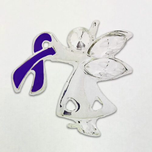 Angel Purple Ribbon Pin