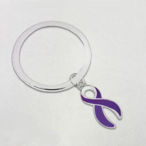 Purple Ribbon Split Style Keychain